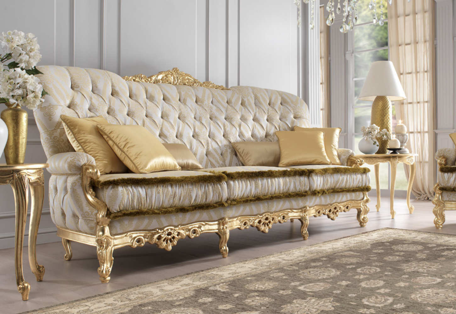 53 Klassieke Goud Tinten Barok Bankstel Creme - Klassıeke bankstellen - Woiss Meubels | Inrichten Luxe Interieur