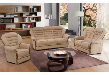 Model MALAGA, Luxeuze Inrichting met Klassieke Leren Bank