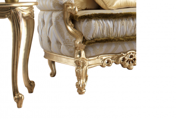 Model TRONO, Luxe Design Goud Tinten Barok Bank