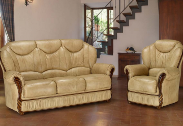 Model SENNA, Engelse Stijl Prachtige Leren Bankstel