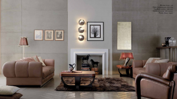 Model HECTOR, Stijlvol Cognac Leer Italiaanse Bankstel Inrichting Ideeën