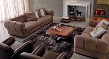 Model HECTOR, Stijlvol Cognac Leer Italiaanse Bankstel Inrichting Ideeën