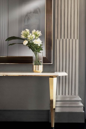 Adora interiors diamante collection upholstered consolle mirror