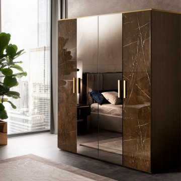 Model ESSENZA, Marmer Deco Interieur Goud Tinten Slaapkamer 