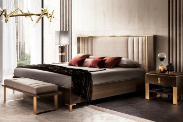 Model ESSENZA, Marmer Deco Interieur Goud Tinten Slaapkamer 