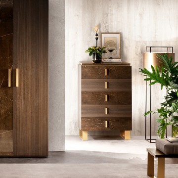 Model ESSENZA, Marmer Deco Interieur Goud Tinten Slaapkamer 