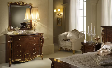 Model DONATELLO, Noten Interieur voor Goudtinten Deco Slaapkamer