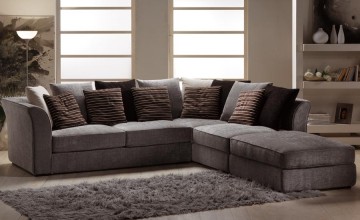 KEMPO Stoffen bankstel hoekbank loungebank met Hocker