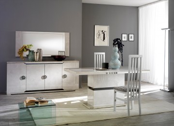 Mistral Hoogglans Witte Woonkamer met Marmeren Look Complete İnboedels