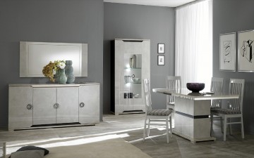 Mistral Hoogglans Witte Woonkamer met Marmeren Look Complete İnboedels
