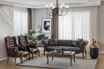 Luxueuze Design Klassieke Wood Trimmed Chester Bankstel