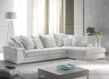 SANTIAGO zeer sjieke leder - stof longchair bankstel