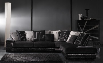 SANTIAGO zeer sjieke leder - stof longchair bankstel