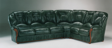 53 WTP4 klassieke italiaans leder hoekbank met houten frame