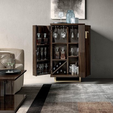 VOLARE, Luxe Design en Moderne Noten Woonkamer Set met Goudtinten 