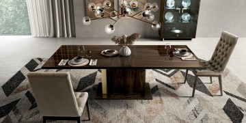 VOLARE, Luxe Design en Moderne Noten Woonkamer Set met Goudtinten 